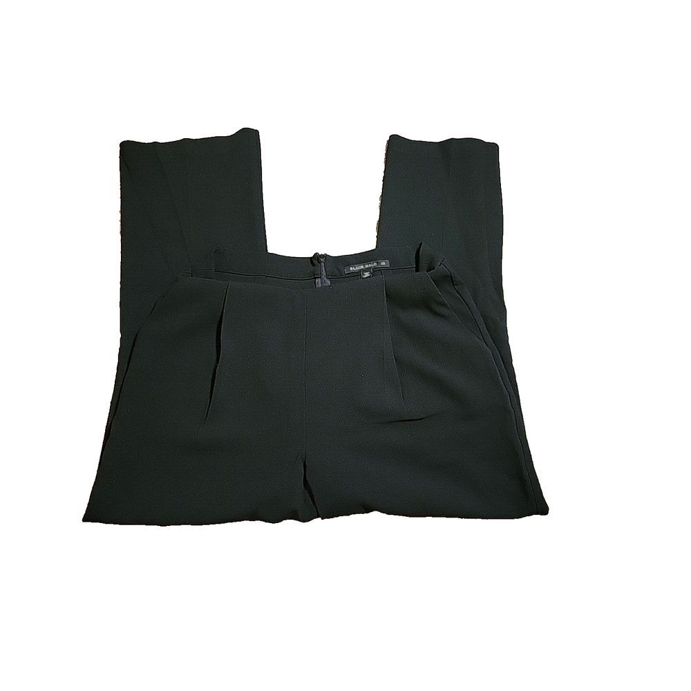 Black Halo Black Pant Sz 10 Pleats Hidden Zip cut 6820, rn-40680